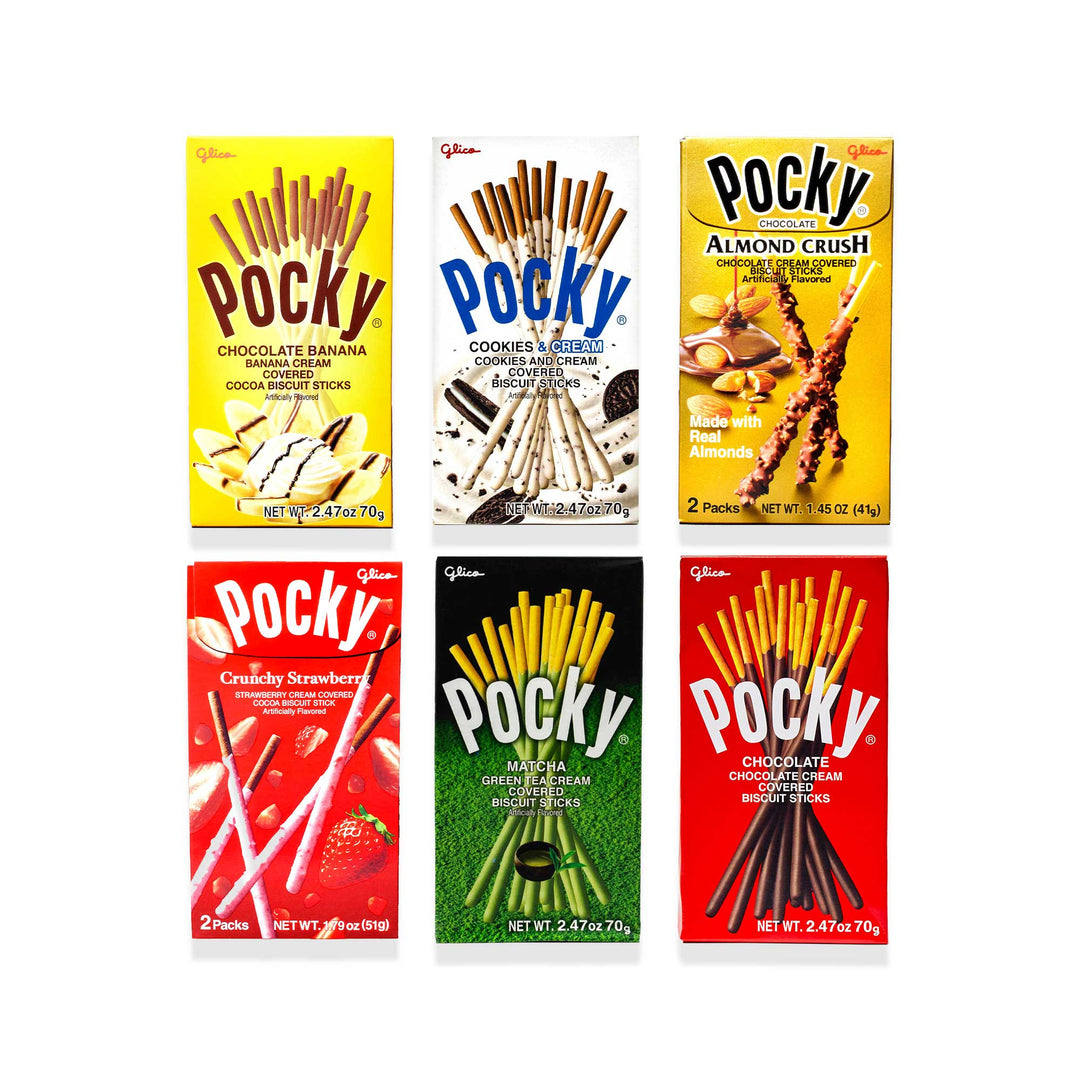 Glico Pocky: Variety Pack assortment pack of snack sticks displayed against a white background.