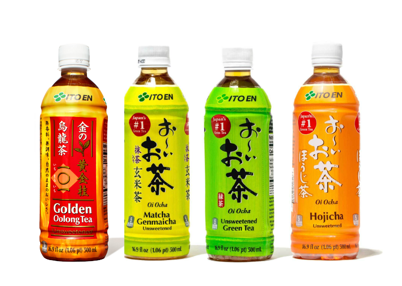 Four bottles of Itoen Oi Ocha Tea: Variety Pack (4-pack) on a white background.