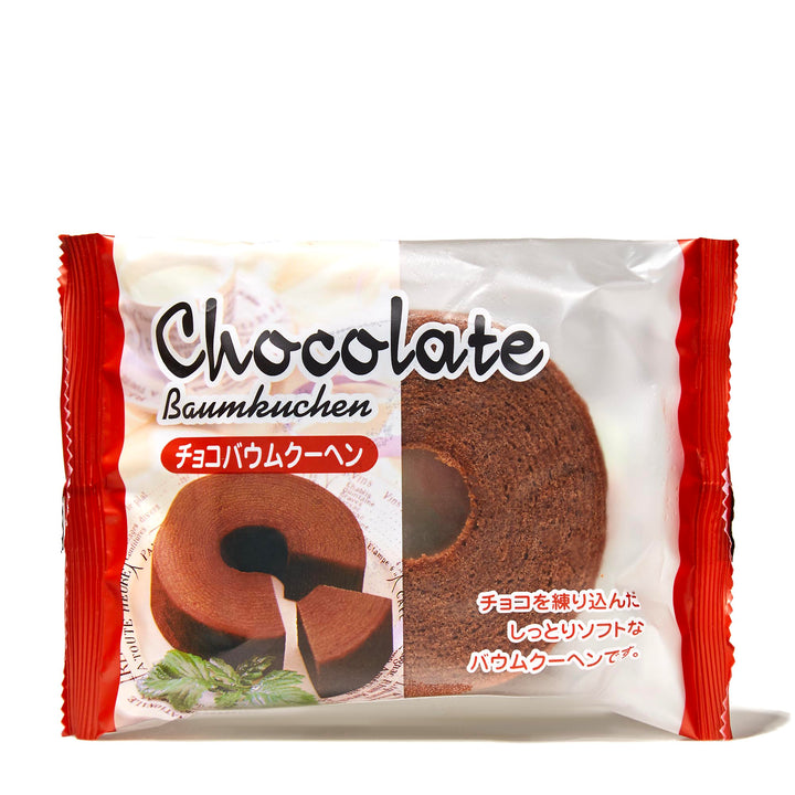 A package of Suzuya Mini Baumkuchen: Chocolate buns on a white background.