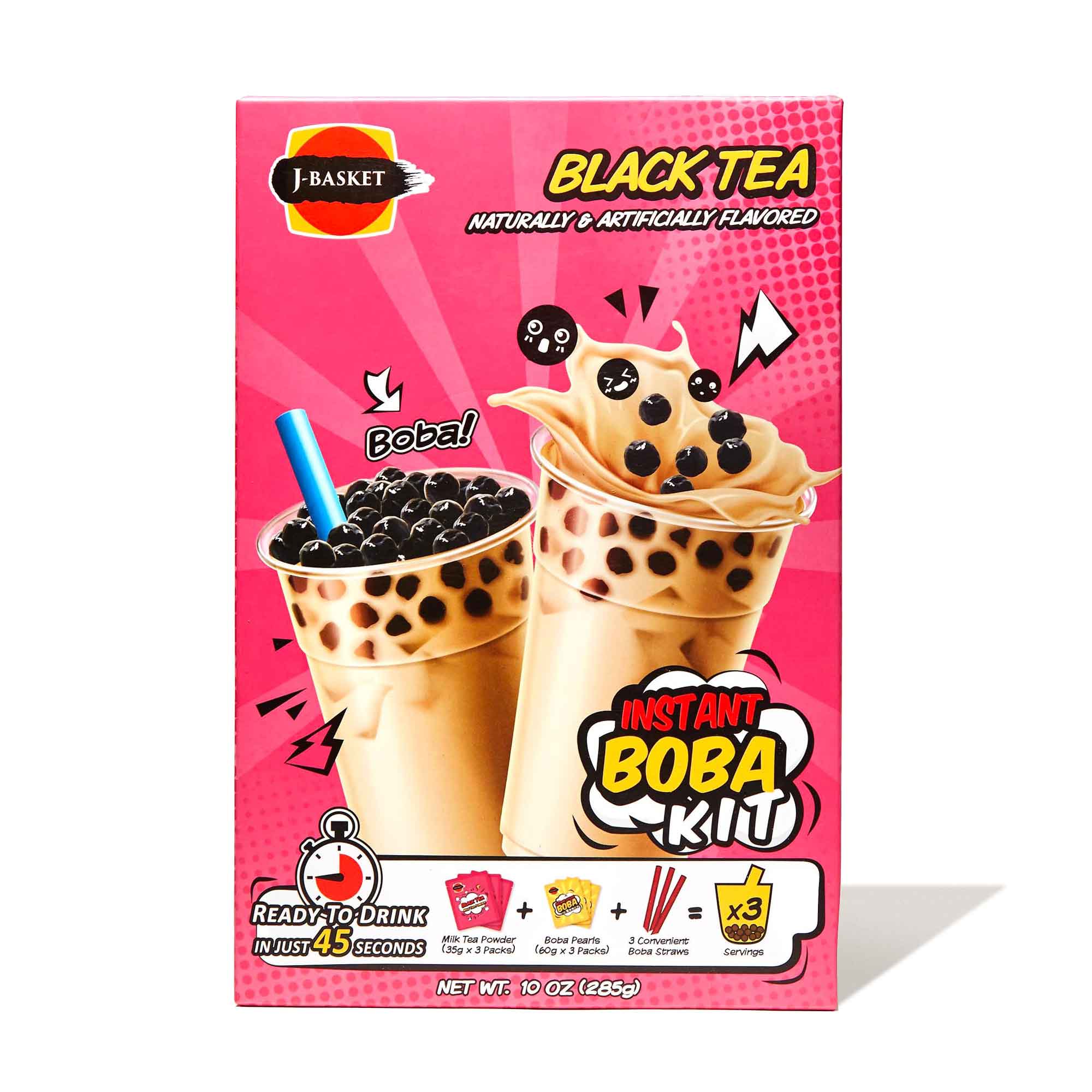 J-Basket Boba Bubble Tea Kit: Black Tea (3 cups)