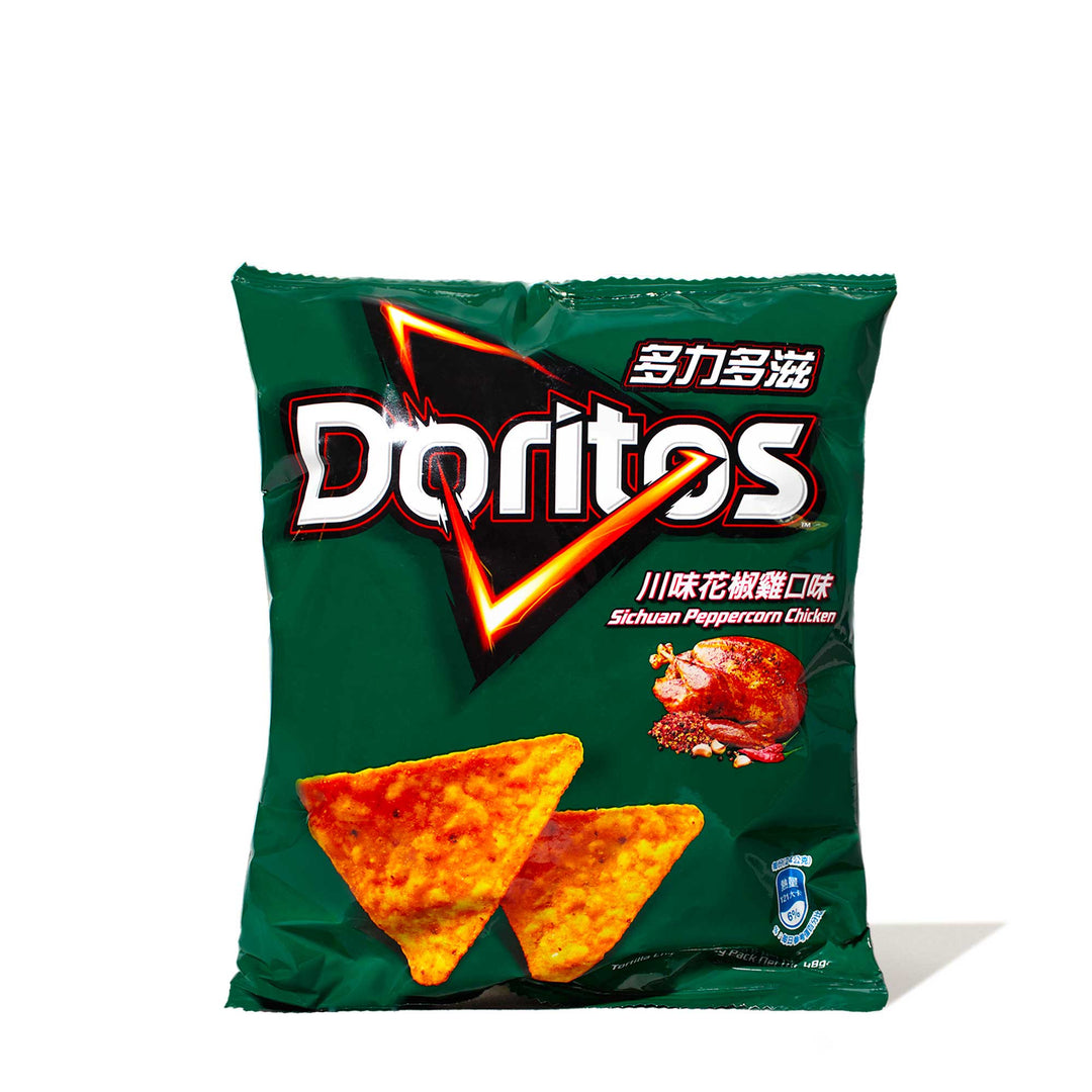 A variety pack of Doritos: Variety Pack chips, including the flavor explosion of Sichuan peppercorn chicken.