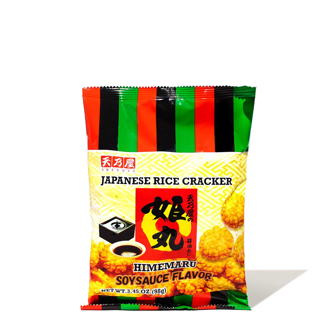Amanoya Himemaru Rice Crackers: Soy Sauce on a white background.