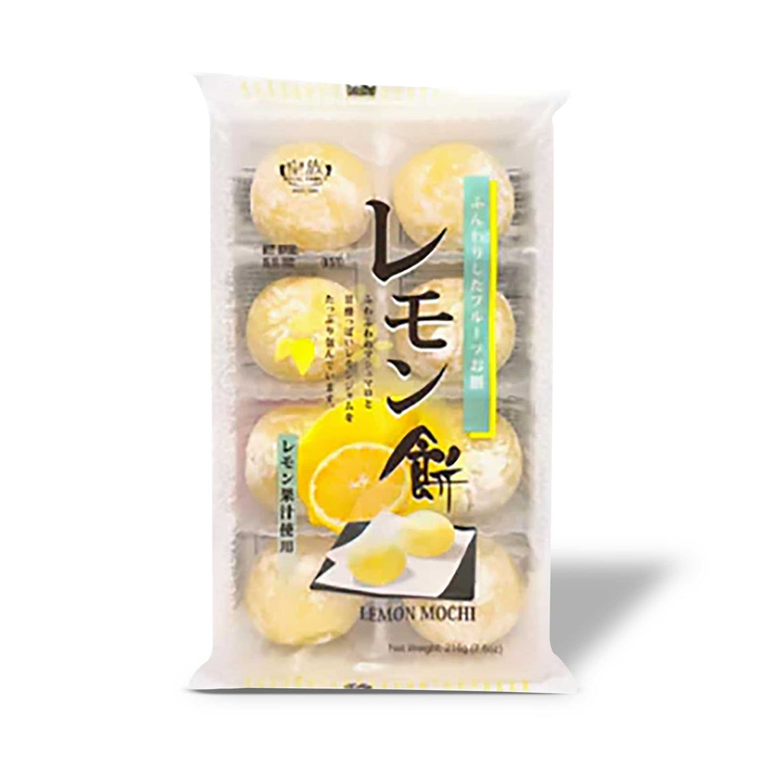 A package of Royal Family Daifuku Mochi: Lemon with Japanese writing on it.