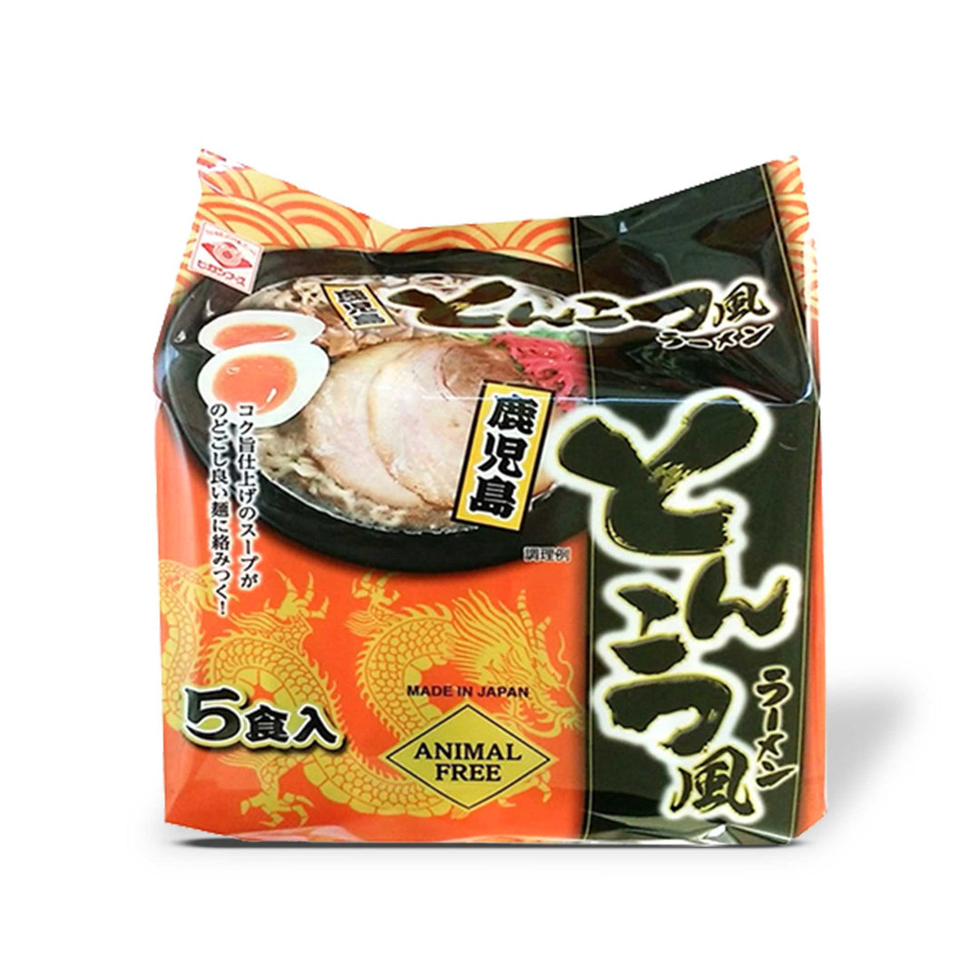 A package of Higashimaru Kagoshima Vegetarian Tonkotsu-Style Ramen (5-pack) on a white background.