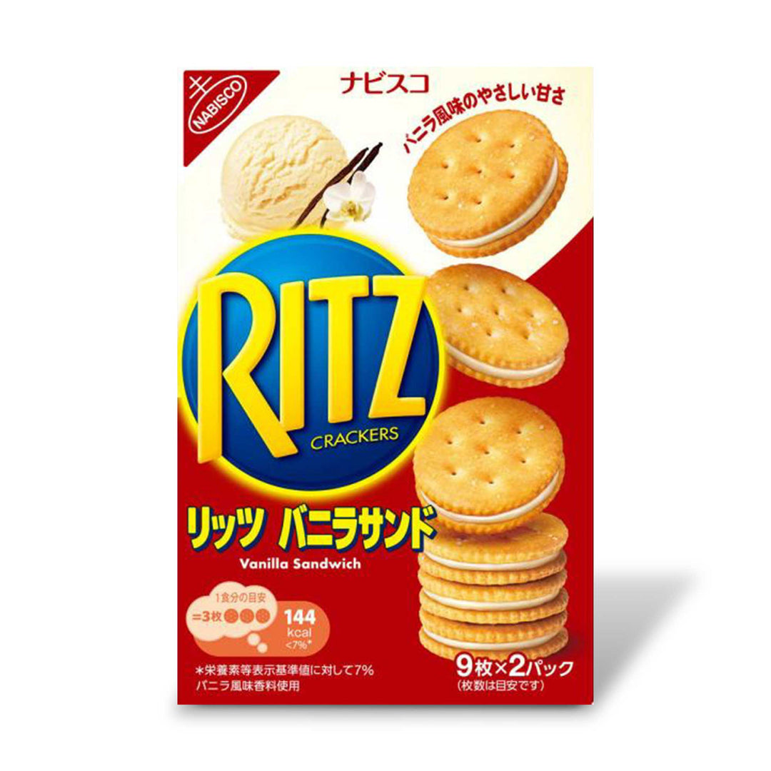 A package of Japanese Ritz Cracker Sandwich: Vanilla ice cream cookies by Nabisco Ritz.
