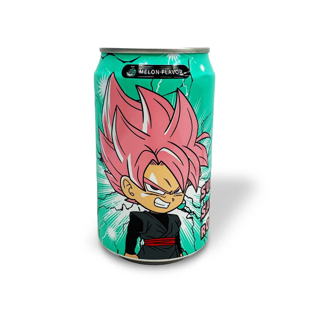 An Ocean Bomb Dragon Ball Sparkling Water: Melon can with a dragon ball character on it.