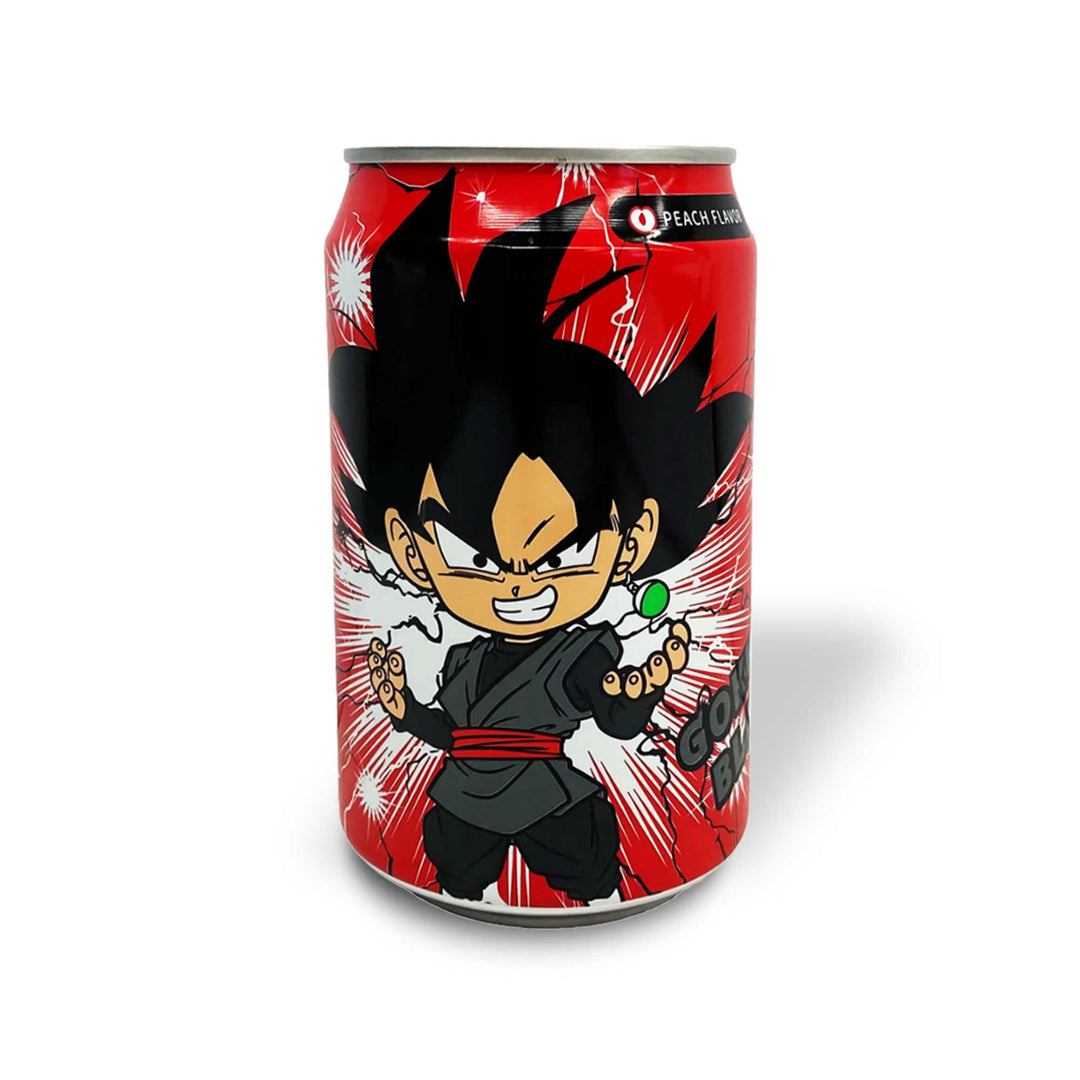 An Ocean Bomb can with a Dragon Ball Sparkling Water: Peach character on it.