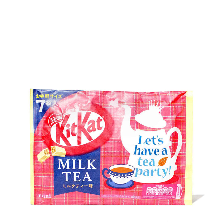 A bag of Japanese Kit Kat: Milk Tea by Nestle Japan on a white background.