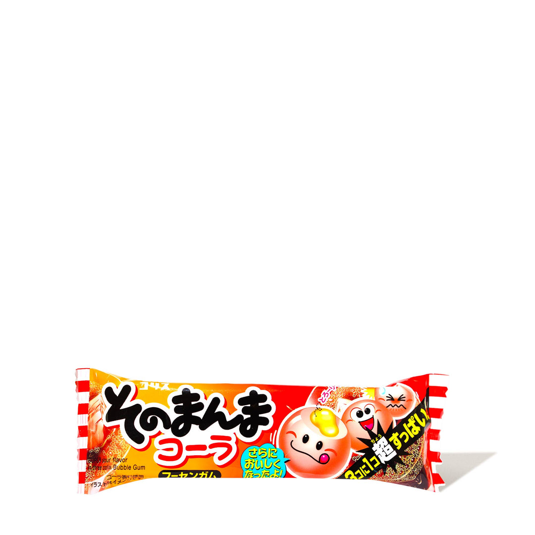 A Coris Gum: Cola candy bar on a white background.