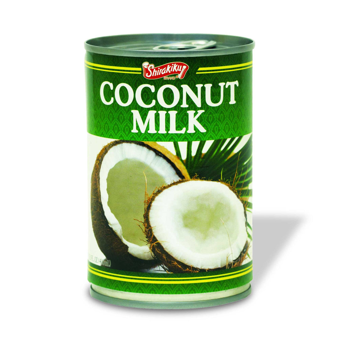 A can of Shirakiku Coconut Milk on a white background.
