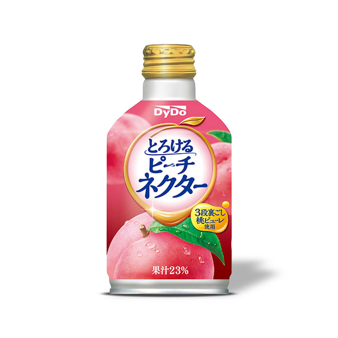 A bottle of Dydo Torokeru Peach Nectar with japanese writing on it.
