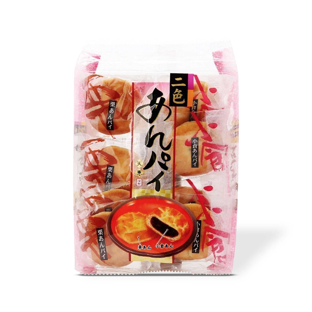 A package of Tenkei Chestnut & Red Bean Pies (8 pieces) in a plastic bag.