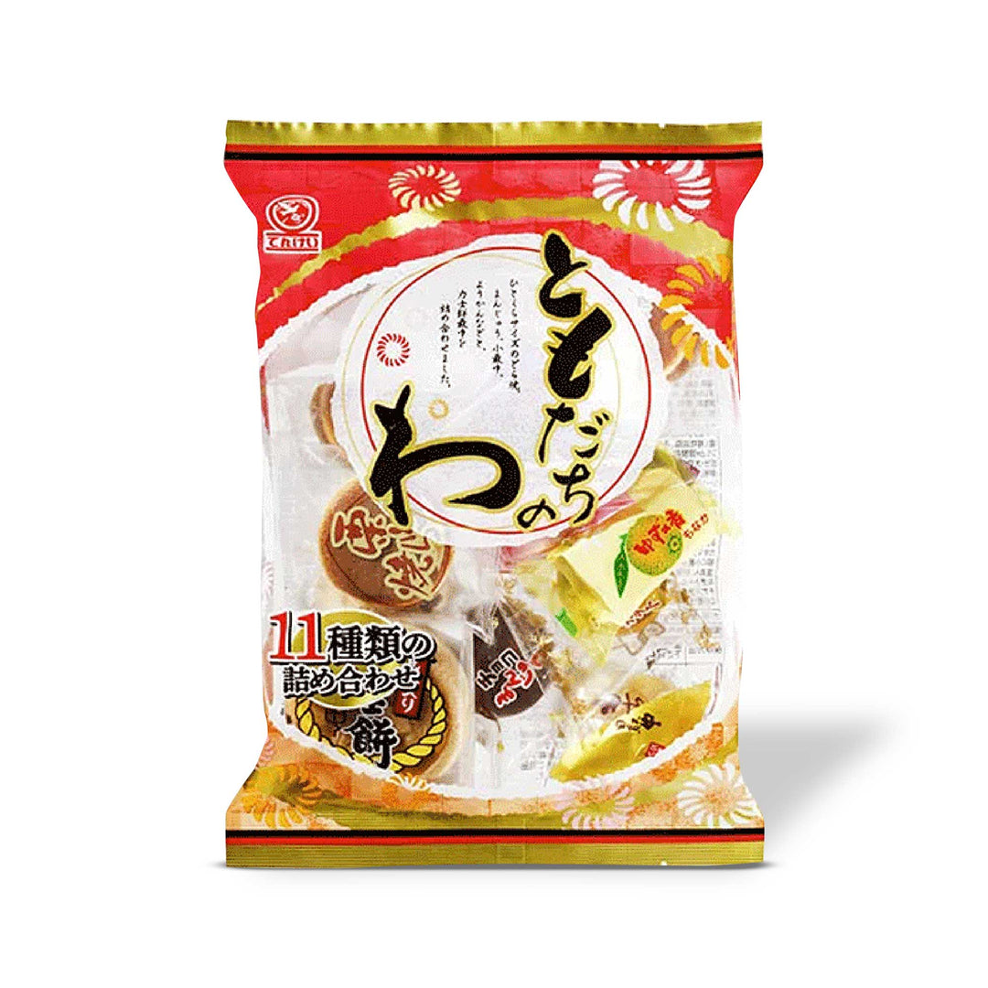 A bag of Tenkei Assorted Sweet Snacks Sampler on a white background.