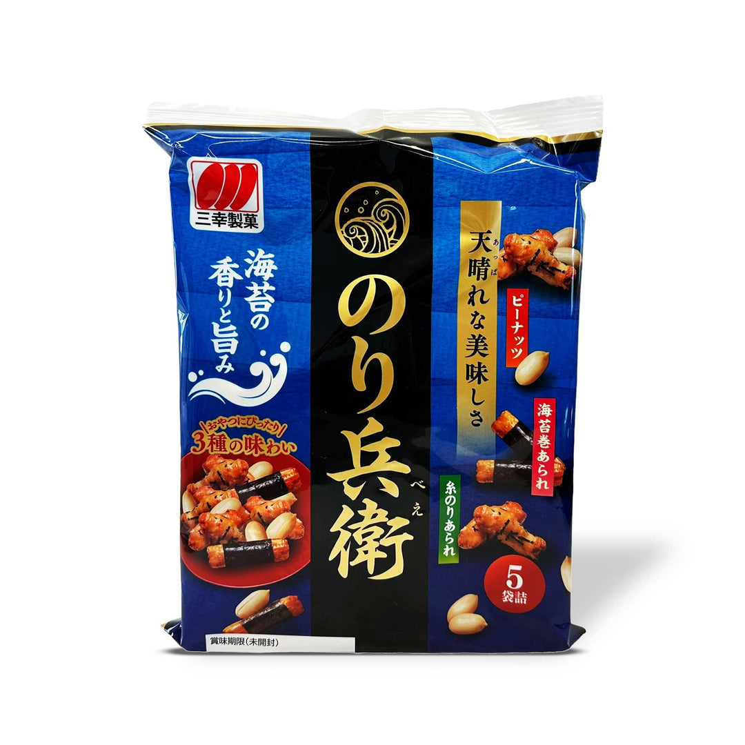 A bag of Sanko Noribei Mixed Crackers on a white background.