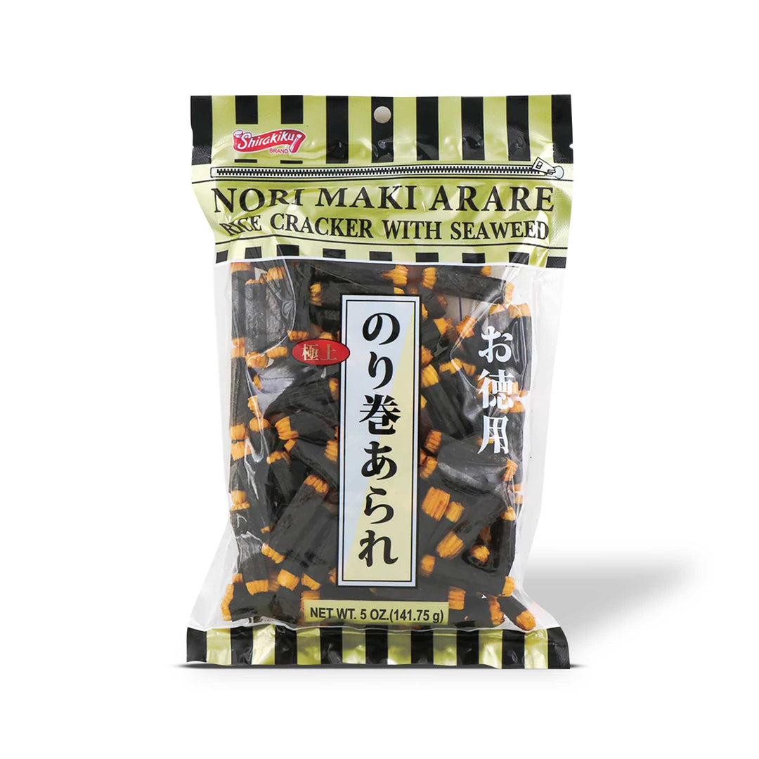 A bag of Shirakiku Arare Rice Crackers: Norimaki Seaweed.