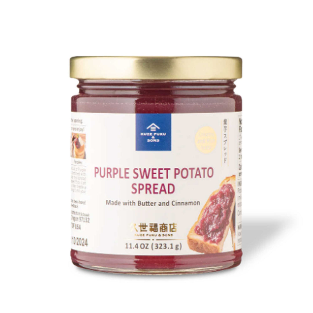 A jar of creamy and delicious Kuze Fuku Purple Sweet Potato Spread.