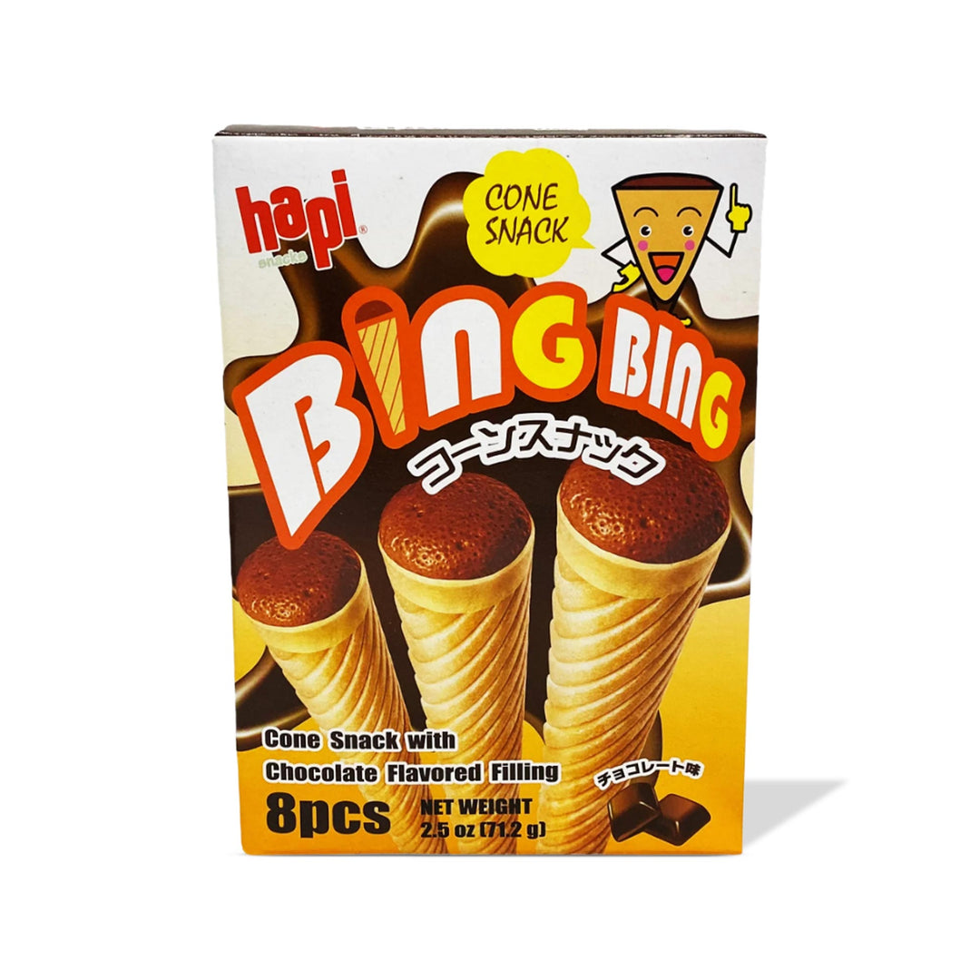 A box of Hapi Bing Bing chocolate-filled ice cream cones.