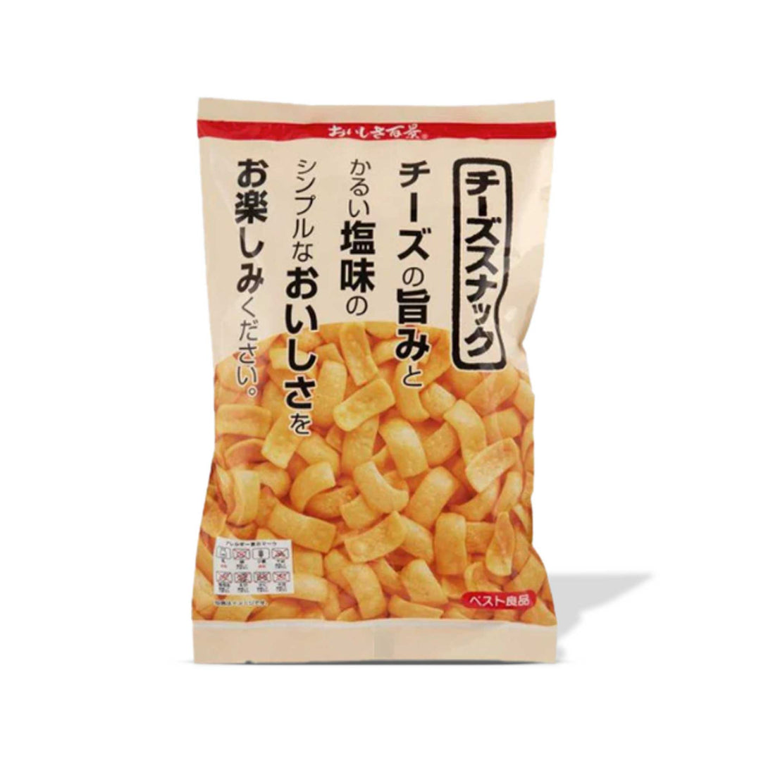 A bag of Hyakkei Cheese Rice Crackers on a white background.