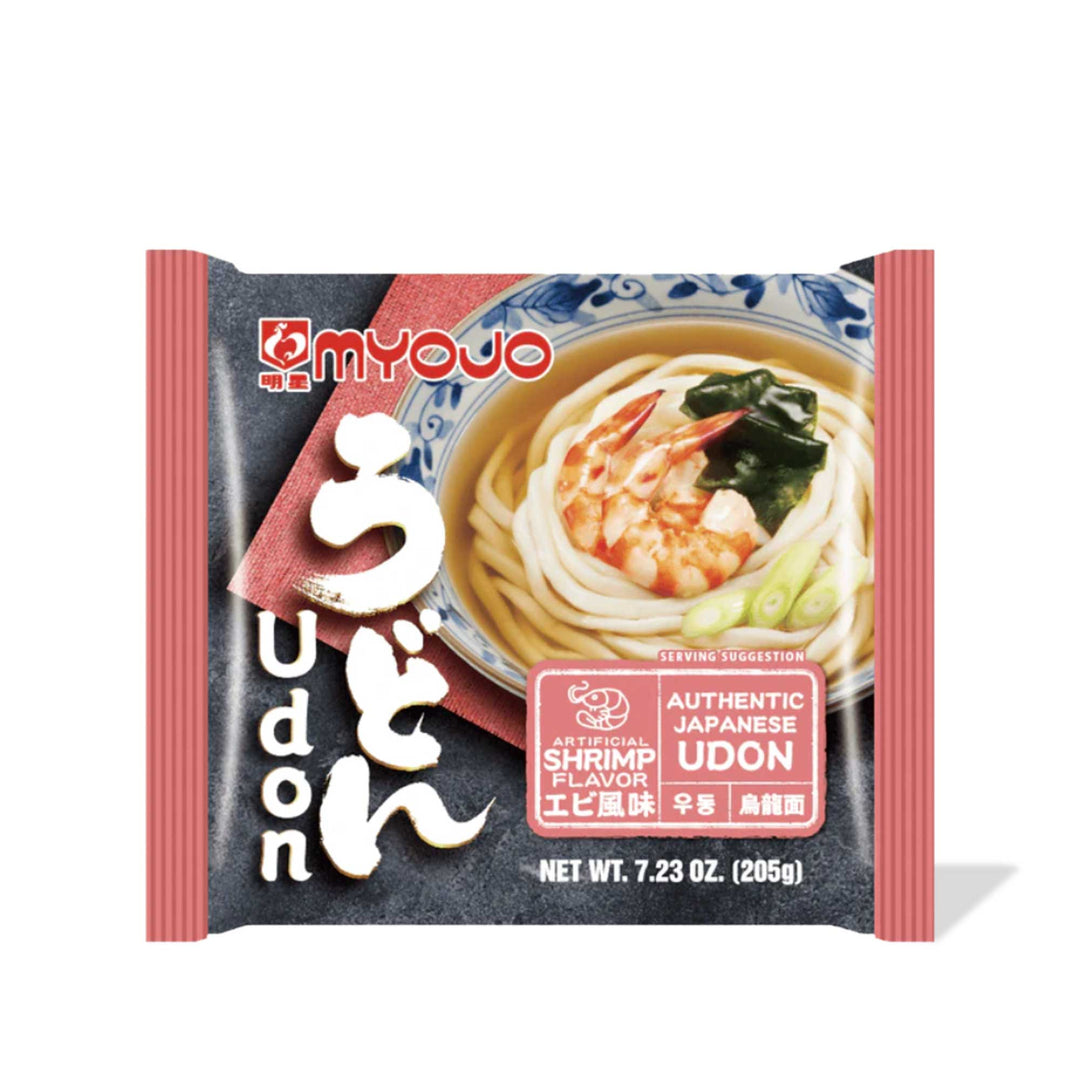 Myojo Instant Udon: Shrimp, featuring a delightful seafood flavor.