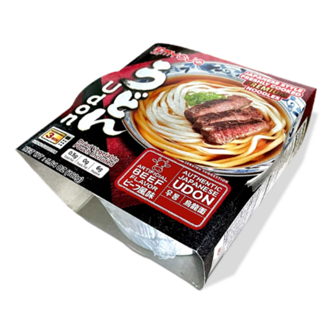 Myojo Udon Bowl: Beef in a convenient box that can be easily microwaved and enjoyed at any time.