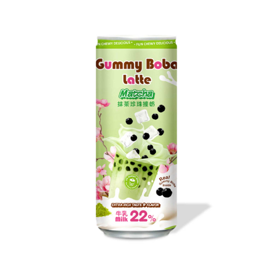 A can of O's Gummy Boba Latte: Matcha on a white background, produced by O's Bubble.