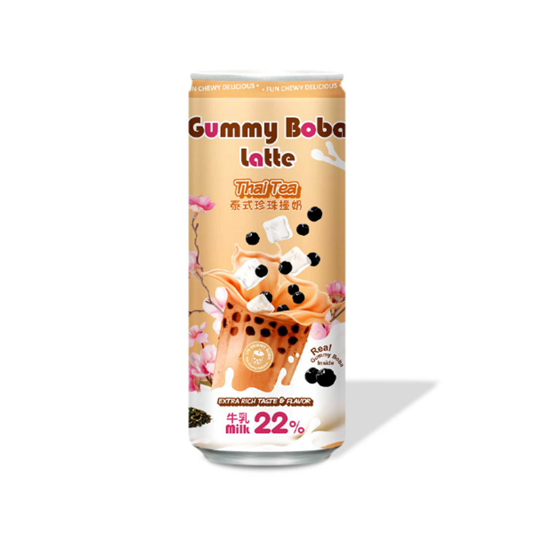 A can of O's Gummy Boba Latte: Thai Tea by O's Bubble on a white background.