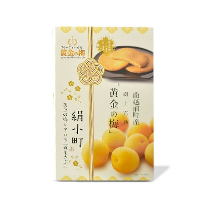 A box of soft Aratama Kinu Komachi Mochi Cookies: Golden Plum (6 pieces) with Chinese writing on it.