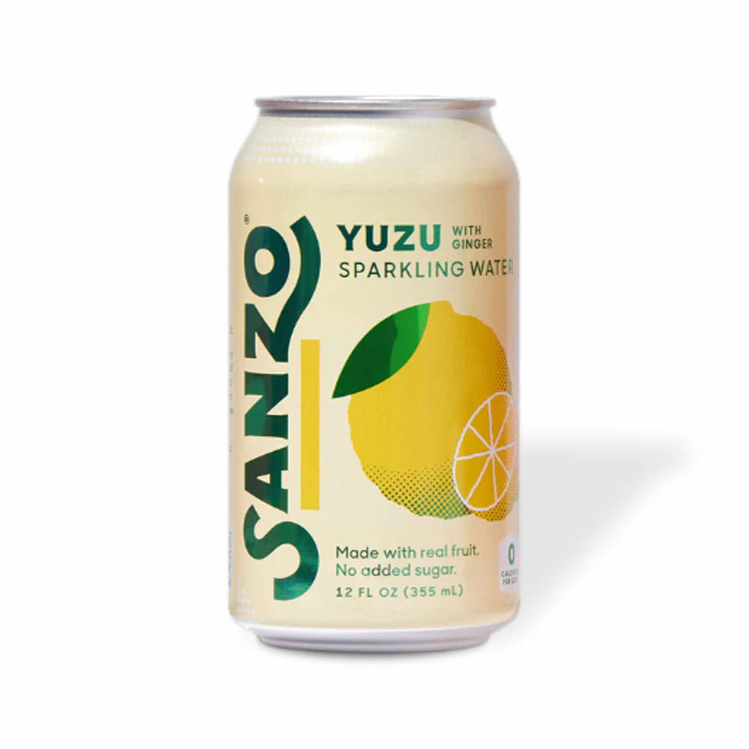 A can of Sanzo Sparkling Water: Yuzu on a white background.