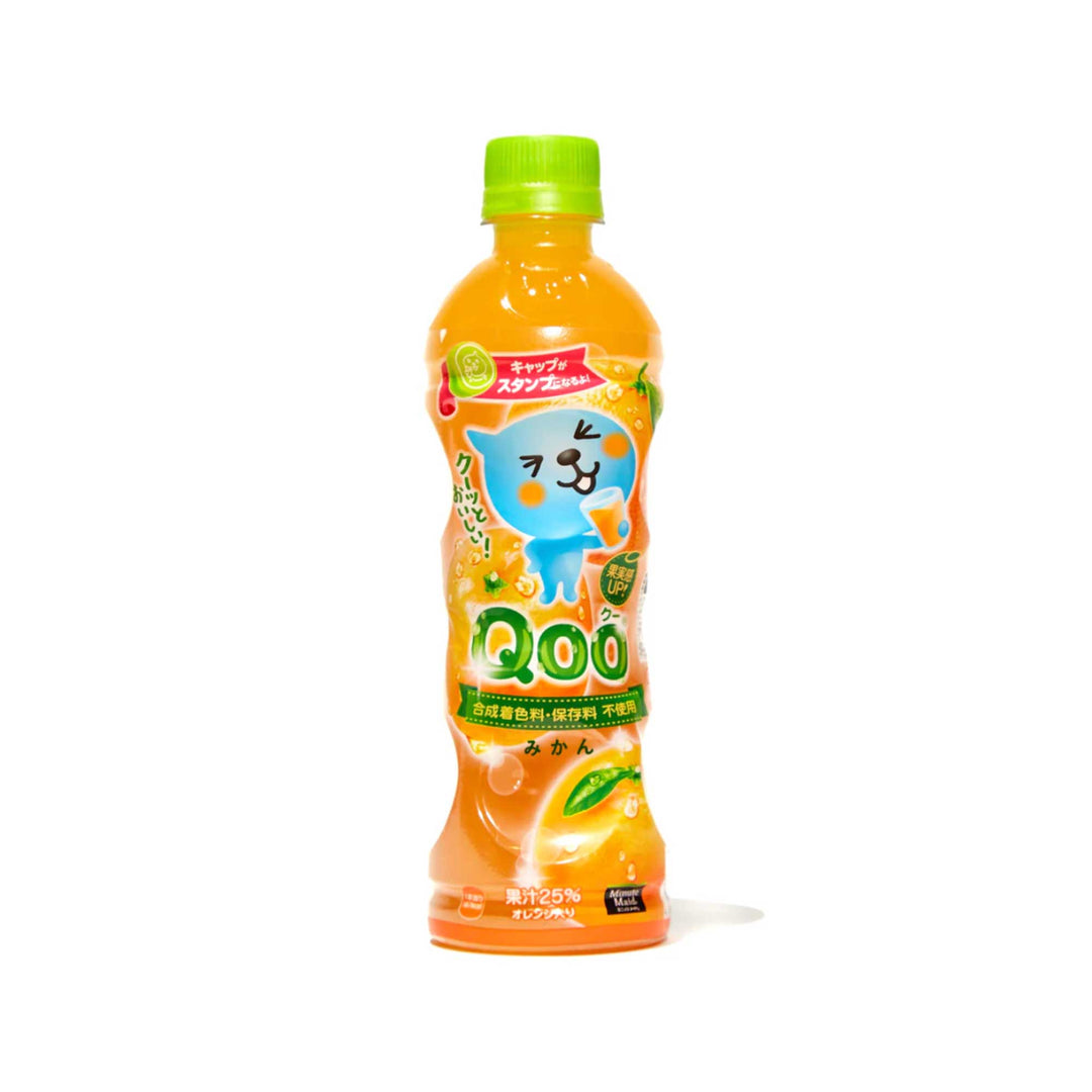 A family-size bottle of orange Coca Cola Qoo: Orange (Family Size) by Coca Cola on a white background, the perfect soda alternative.
