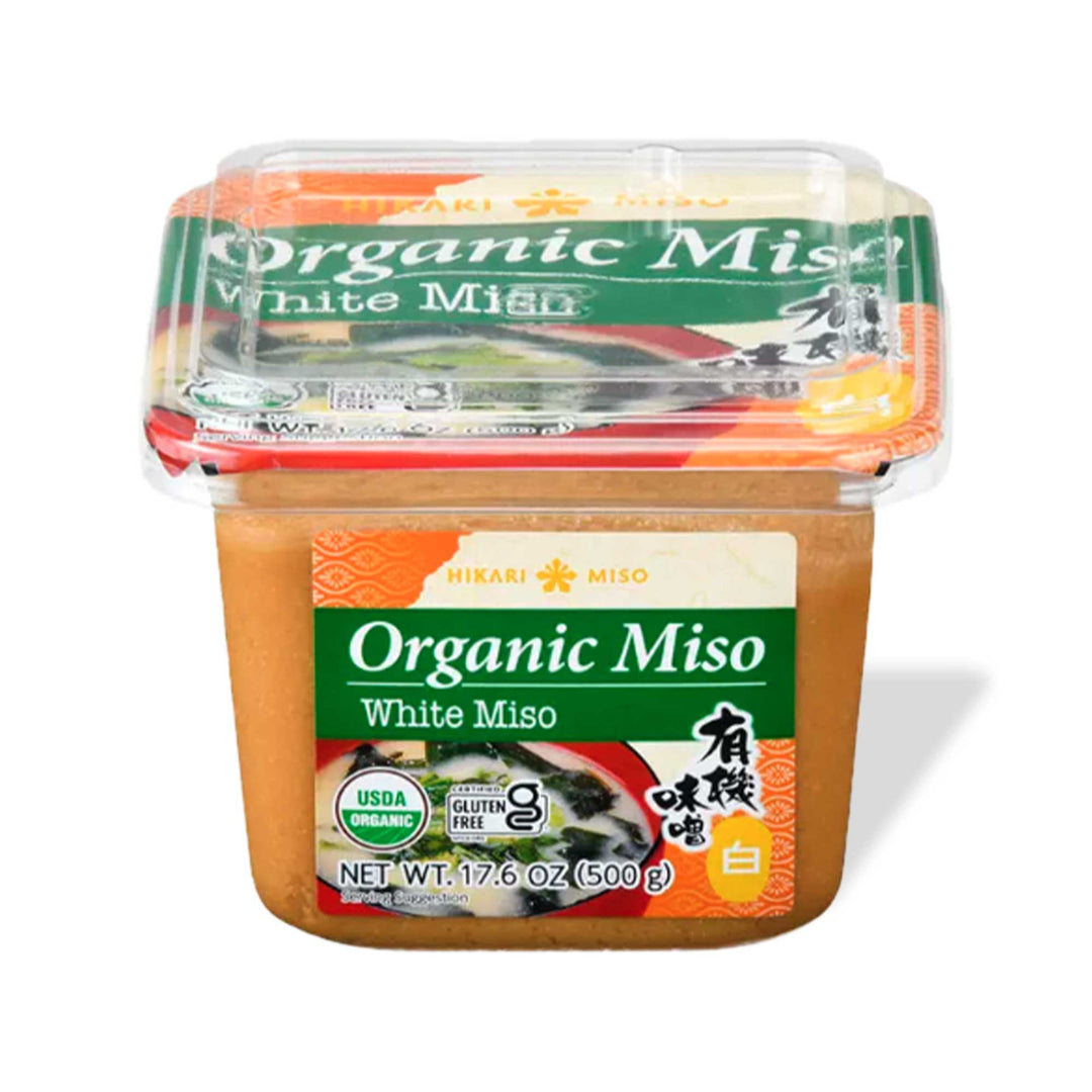 Hikari Organic White Miso with an umami taste.