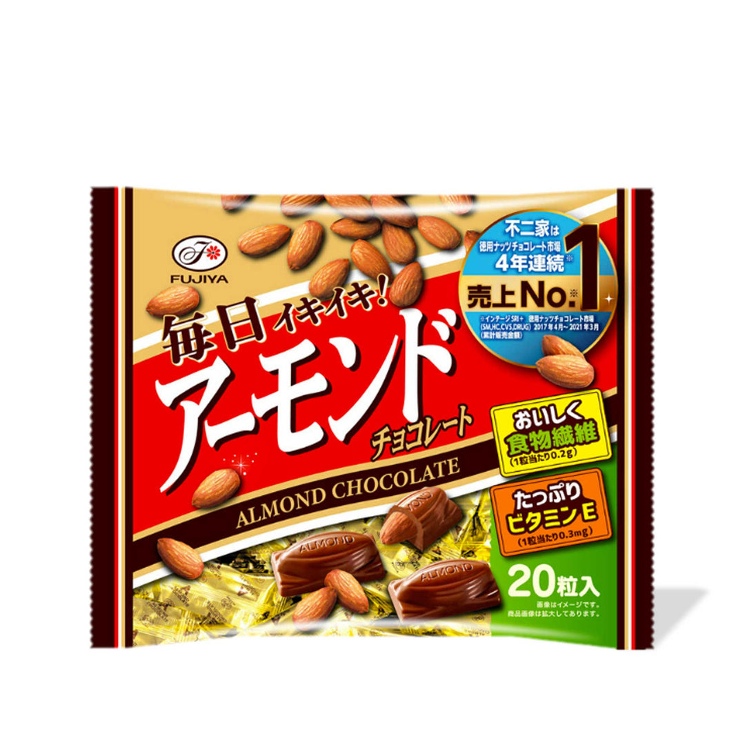 A bag of Fujiya Almond Chocolate (20 pieces).