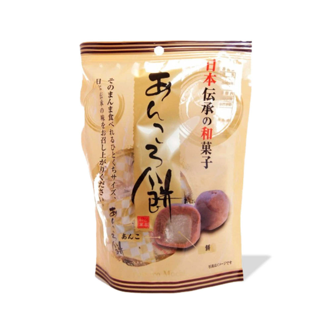 Sweet treat Kubota Red Bean Wrapped Mochi in a pouch on a white background.