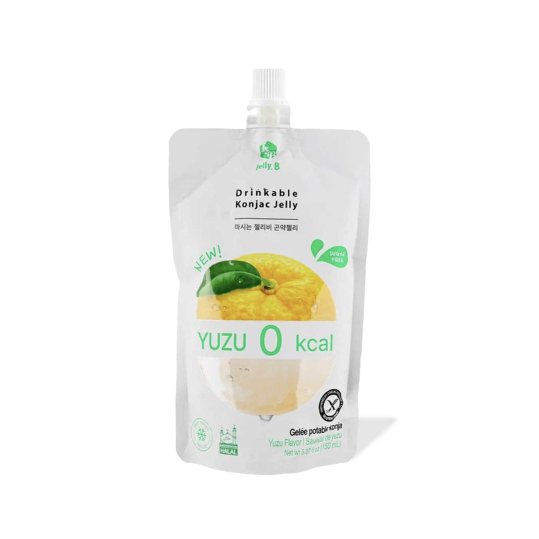 A pouch of Jelly.B Low Calorie Drinkable Konjac Jelly - Yuzu on a white background.