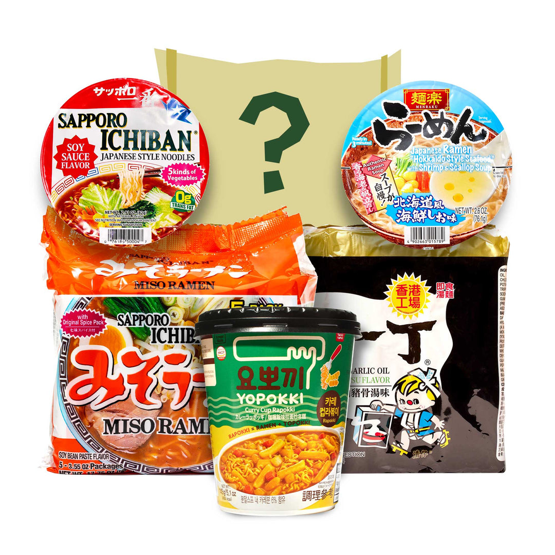 Japanese food in a bag with a question mark has been replaced by "Discover Ramen" by Bokksu Market.
