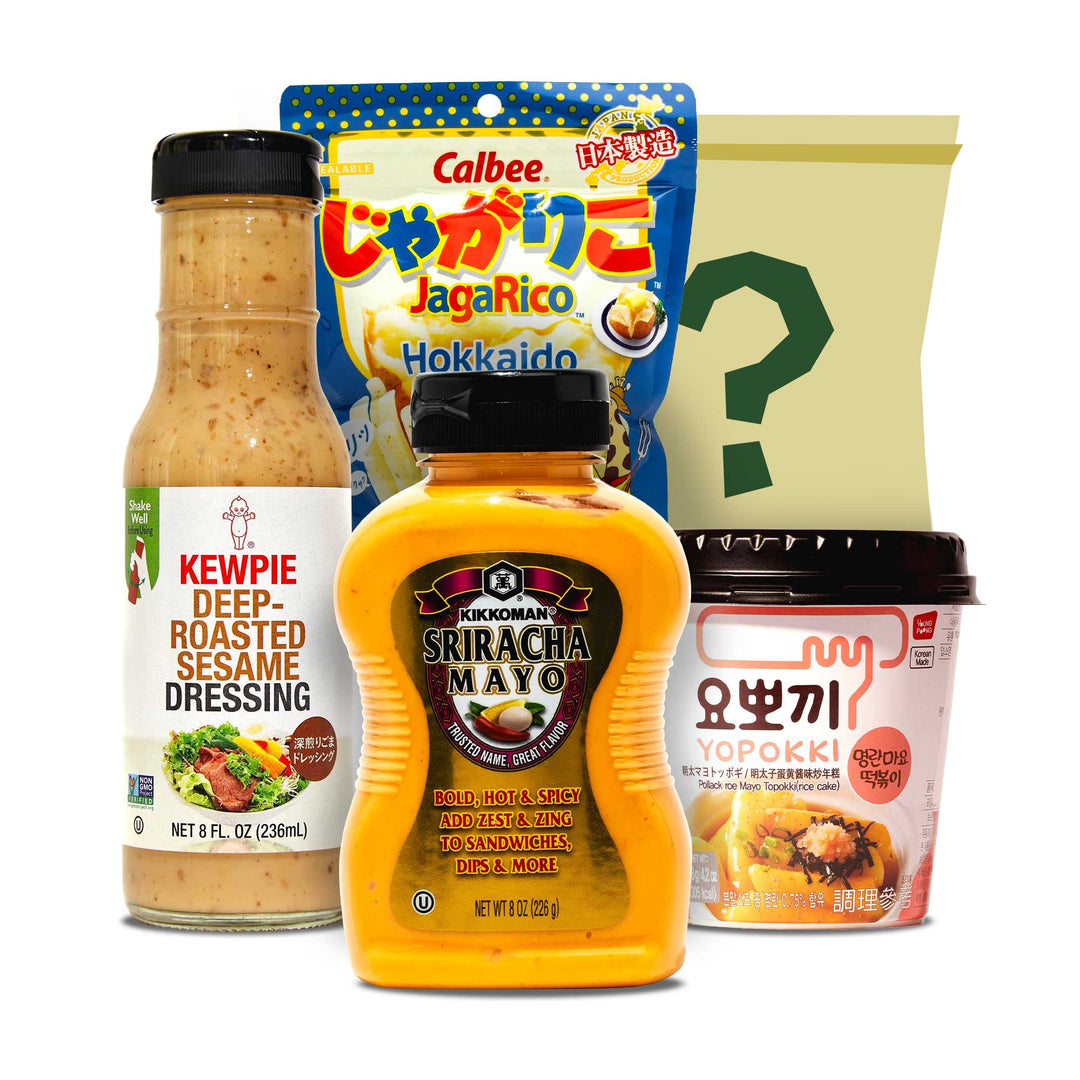 A variety of Bokksu Market's Discover Famous Asian Sauces and condiments on a white background.