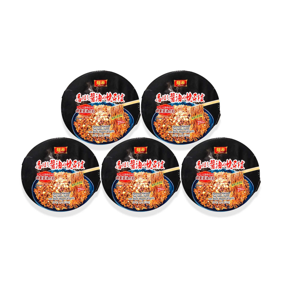 Hikari Menraku Yakisoba Bowl: Roasted Shoyu Black Pepper & Garlic 5 Pack