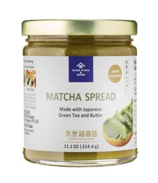 A jar of Kuze Fuku Matcha Spread on a white background.