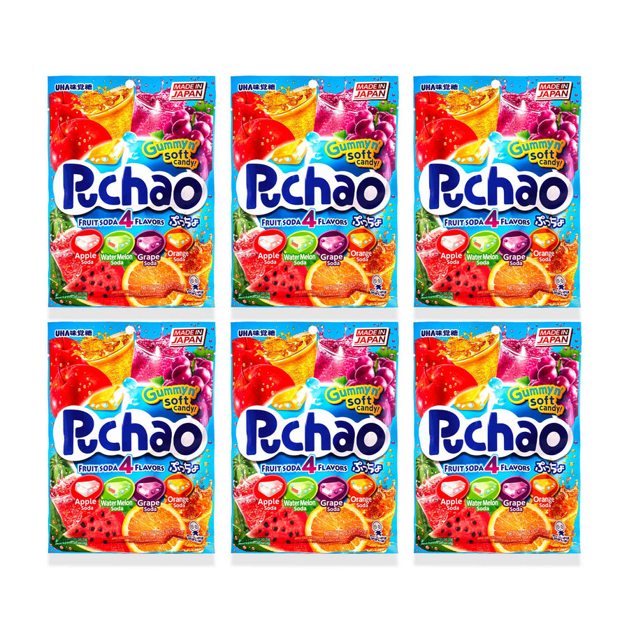 UHA Mikakuto Puchao Gummy Candy: Soda Mix 6 Pack