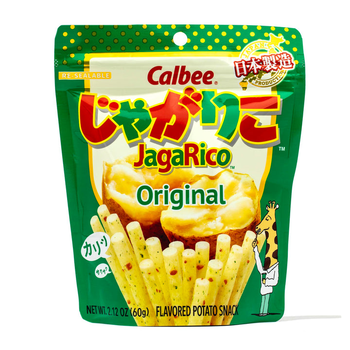 A bag of Calbee Jagarico: Original chips on a white background.