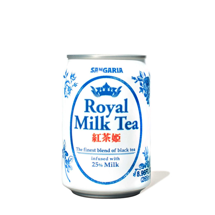 A can of Sangaria Royal Milk Tea on a white background.