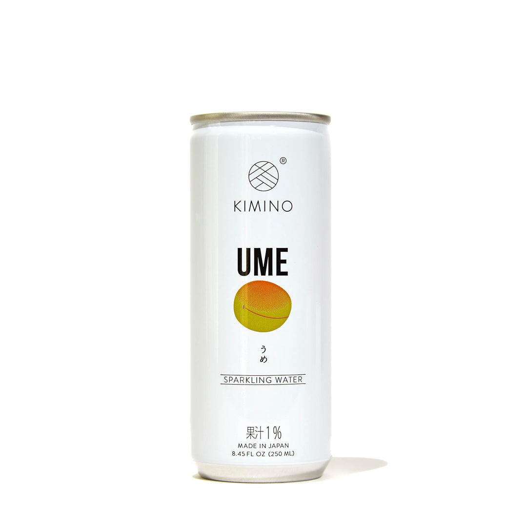 A can of Kimino Sparkling Water: Ume Japanese Plum on a white background.