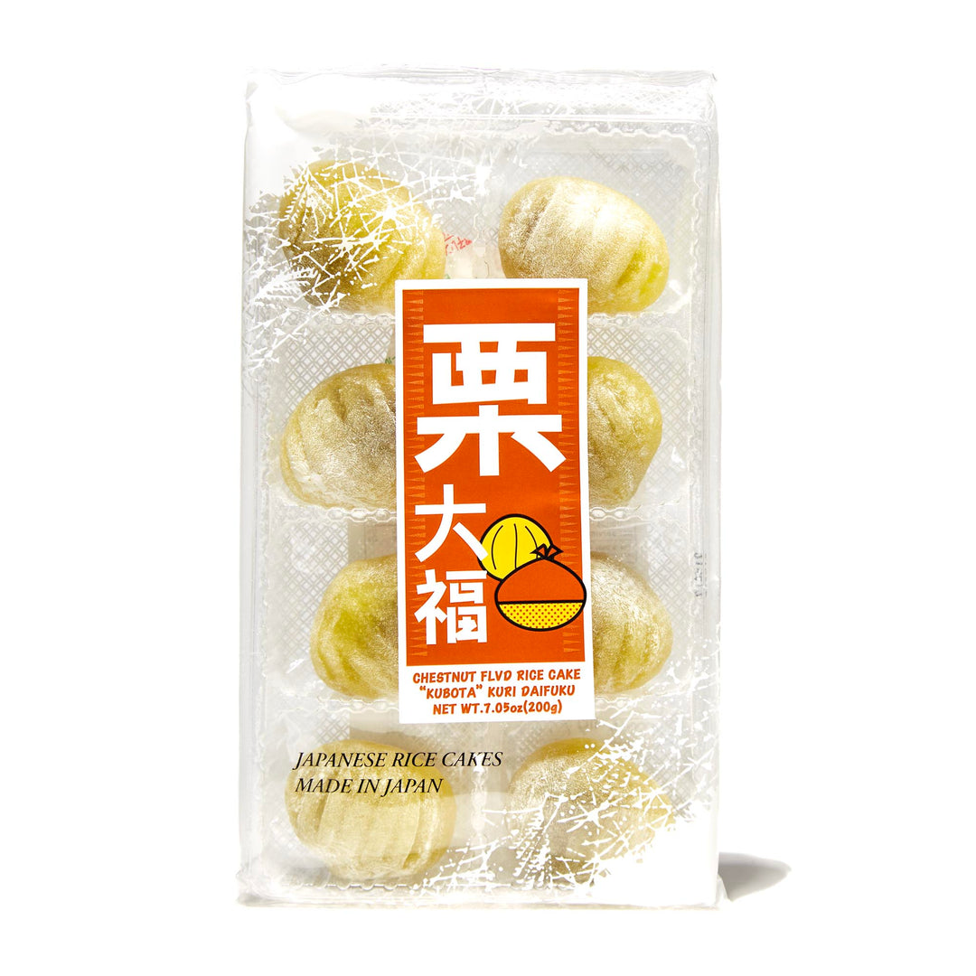 Kubota Daifuku Mochi: Chestnut in a package on a white background.