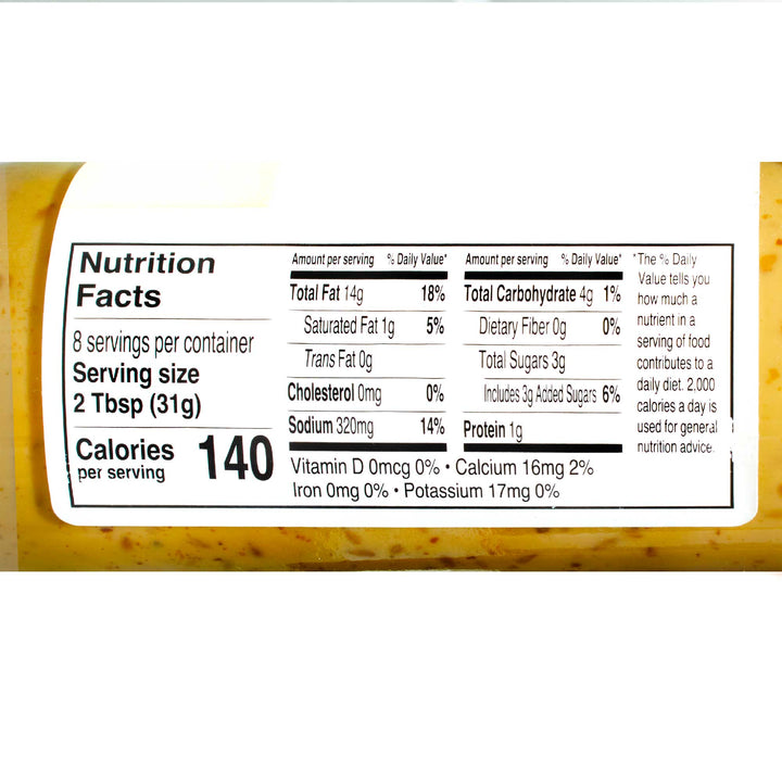 A label showing the nutrition facts of Kewpie Roasted Sesame Dressing, a product by Kewpie.
