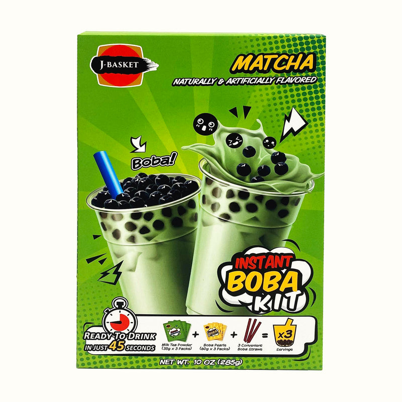 J-Basket Boba Bubble Tea Kit: Matcha Tea (3 cups)