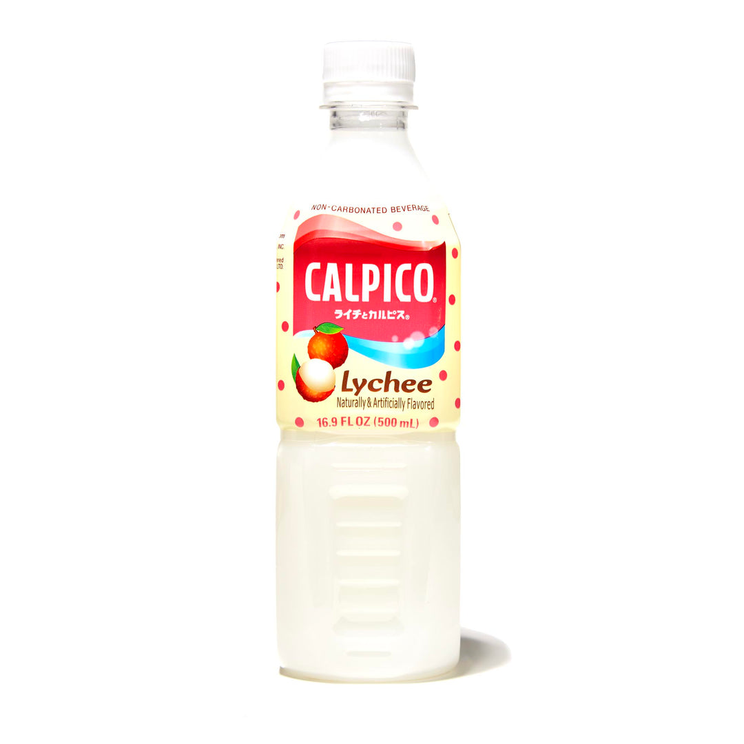A bottle of Asahi Calpico: Lychee on a white background.