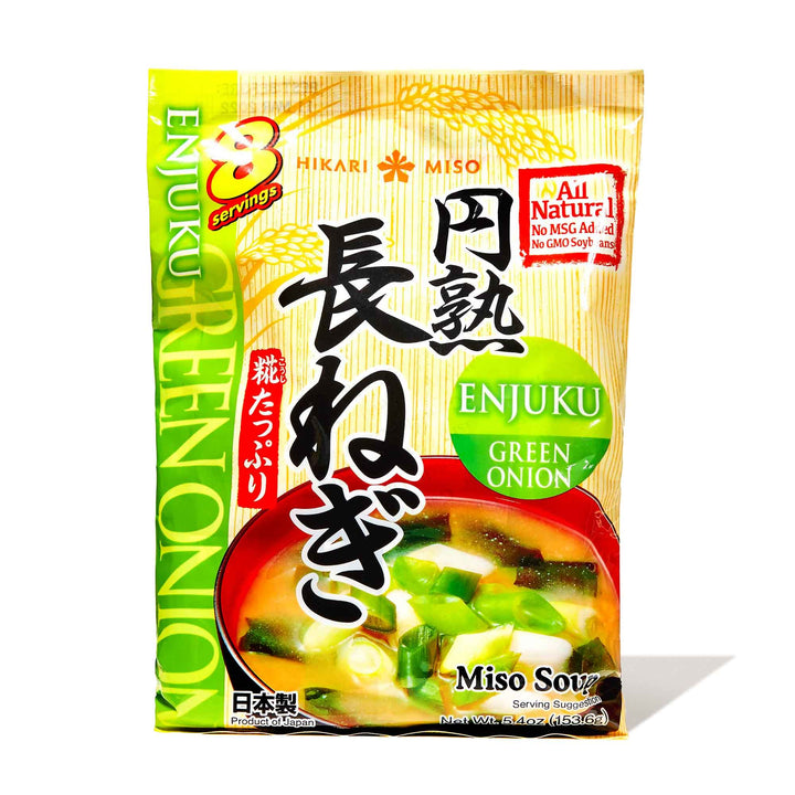A packet of Hikari Instant Miso Soup: Green Onion (8 servings) on a white background.