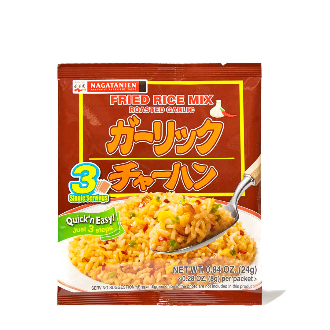Nagatanien Garlic Fried Rice Mix with a spoon.
