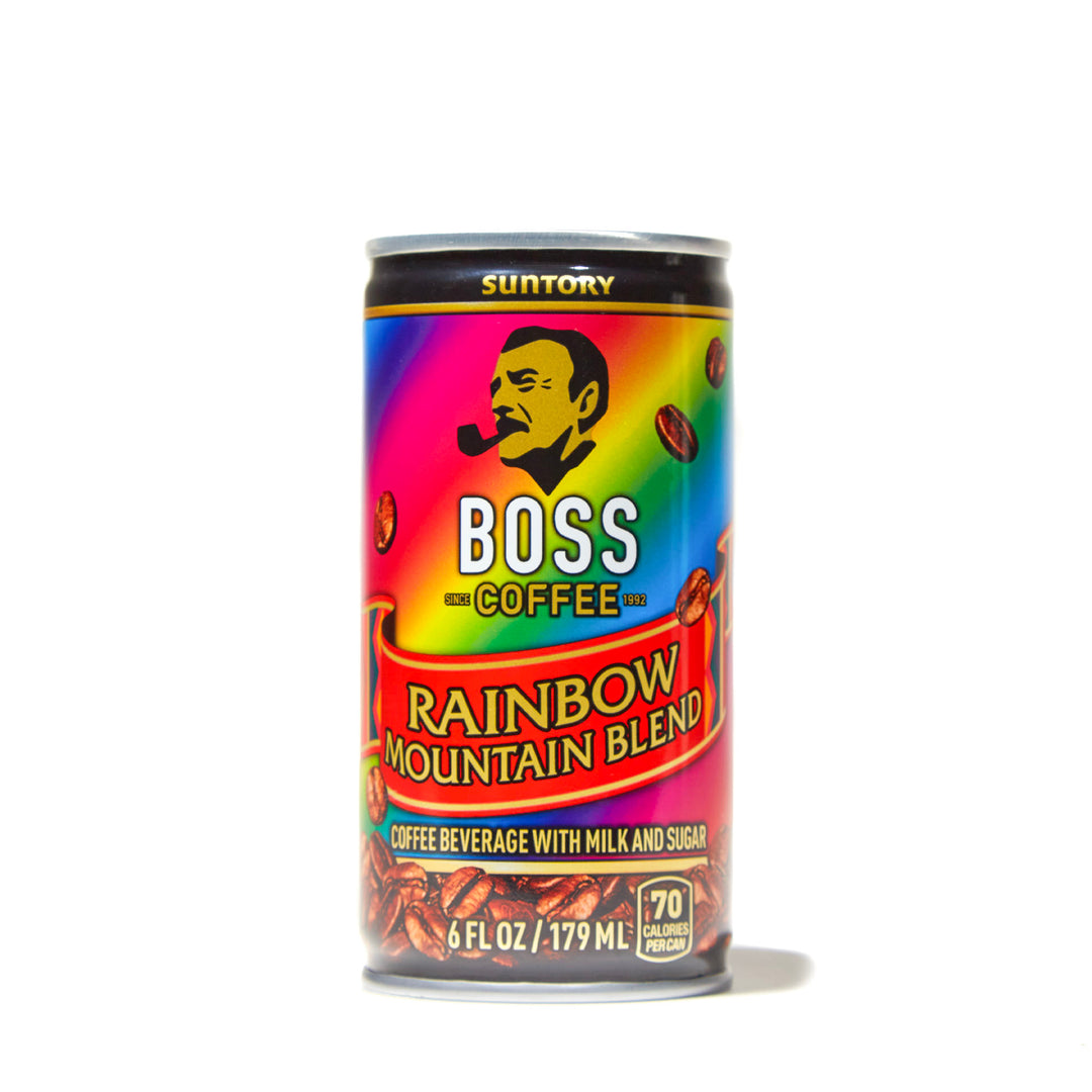 A can of Suntory BOSS Rainbow Mountain Blend Canned Coffee on a white background.