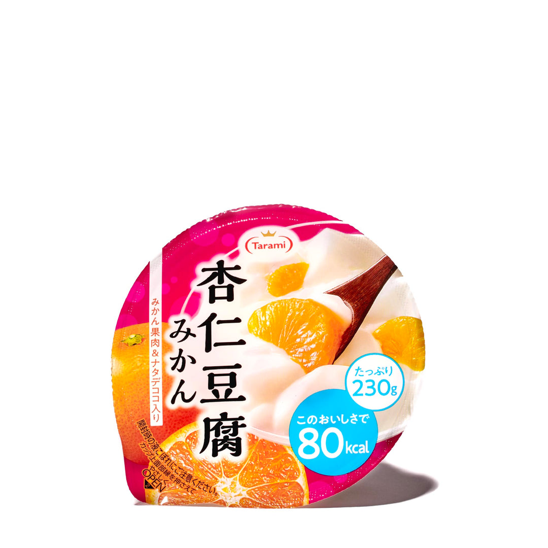 A box of Tarami Annin Tofu Jelly: Mikan Orange with Japanese writing on it.
