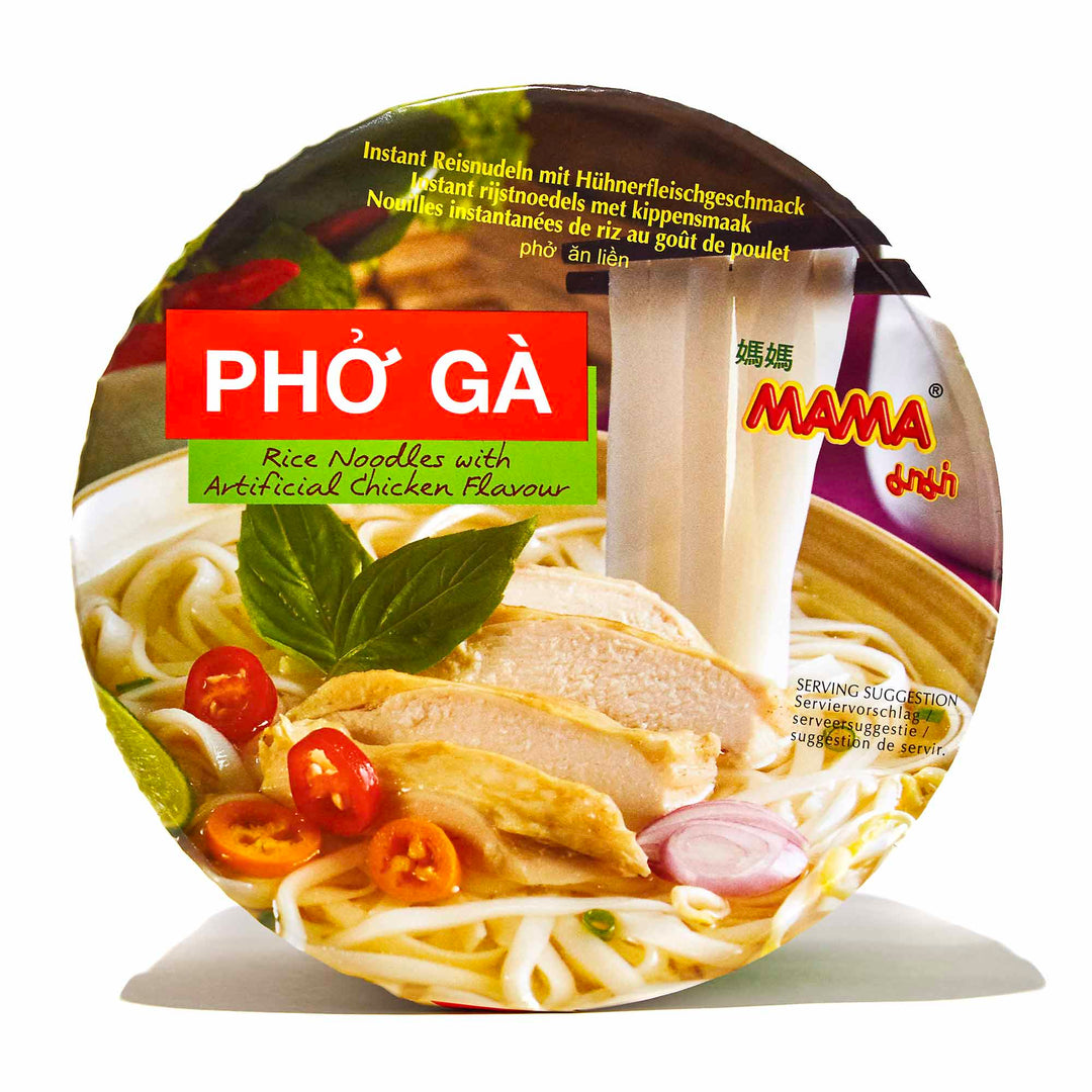 A tin of Mama Pho Ga Rice Noodle Cup: Chicken on a white background.